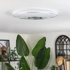 Gjevninge Plafonnier LED Argenté, Blanc, 1 lumière, Télécommandes