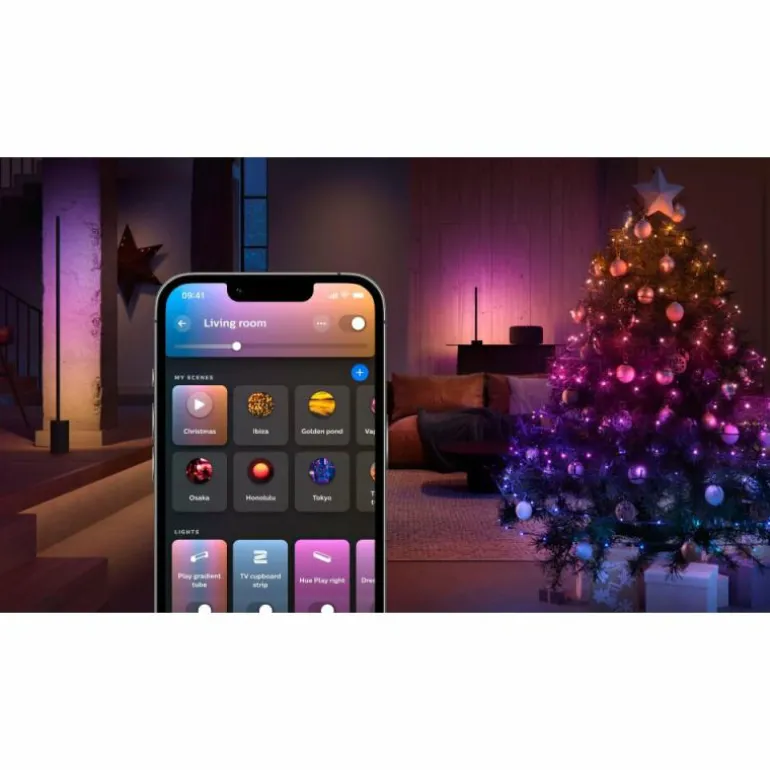 Guirlande Philips Hue Festavia LED Noir, 500 lumières, Changeur de couleurs