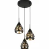 Hassan Suspension Luminaires Globo Lighting Noir, 3 lumières