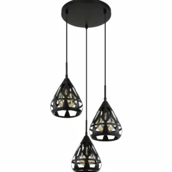 Hassan Suspension Luminaires Globo Lighting Noir, 3 lumières