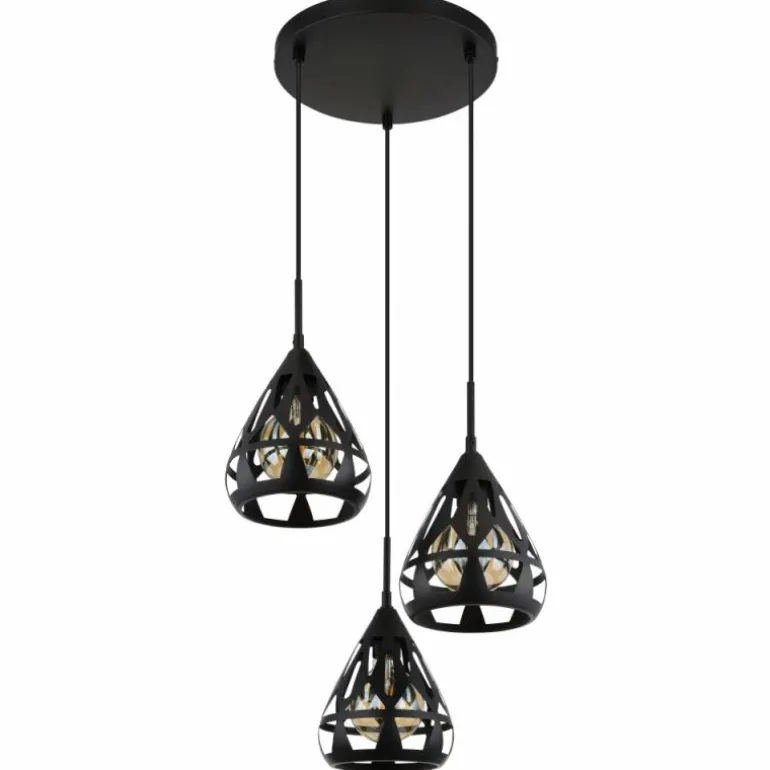 Hassan Suspension Luminaires Globo Lighting Noir, 3 lumières