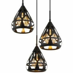 Hassan Suspension Luminaires Globo Lighting Noir, 3 lumières