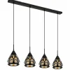 Hassan Suspension Luminaires Globo Lighting Noir, 4 lumières