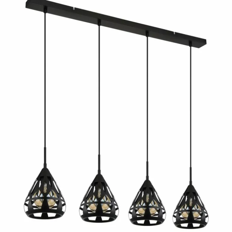 Hassan Suspension Luminaires Globo Lighting Noir, 4 lumières
