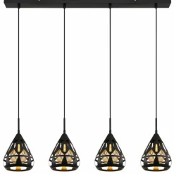 Hassan Suspension Luminaires Globo Lighting Noir, 4 lumières