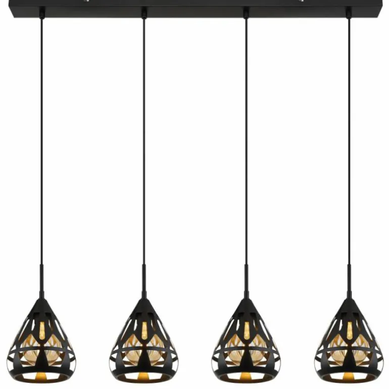 Hassan Suspension Luminaires Globo Lighting Noir, 4 lumières