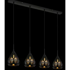 Hassan Suspension Luminaires Globo Lighting Noir, 4 lumières