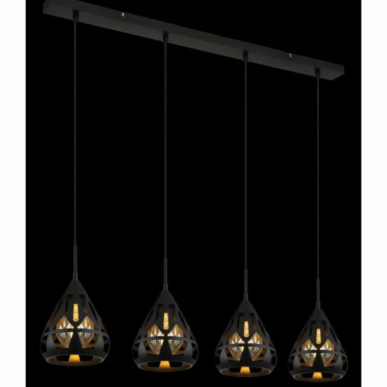Hassan Suspension Luminaires Globo Lighting Noir, 4 lumières