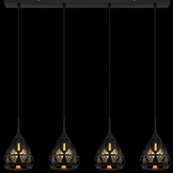 Hassan Suspension Luminaires Globo Lighting Noir, 4 lumières