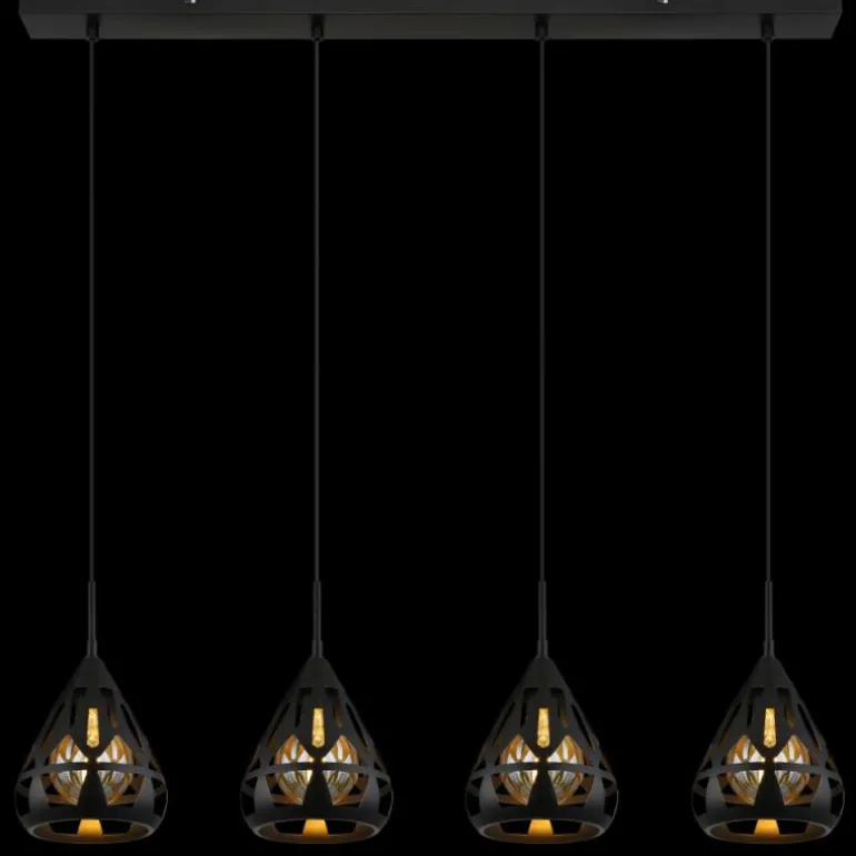 Hassan Suspension Luminaires Globo Lighting Noir, 4 lumières