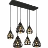 Hassan Suspension Luminaires Globo Lighting Noir, 6 lumières