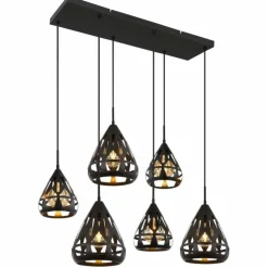Hassan Suspension Luminaires Globo Lighting Noir, 6 lumières
