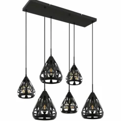 Hassan Suspension Luminaires Globo Lighting Noir, 6 lumières