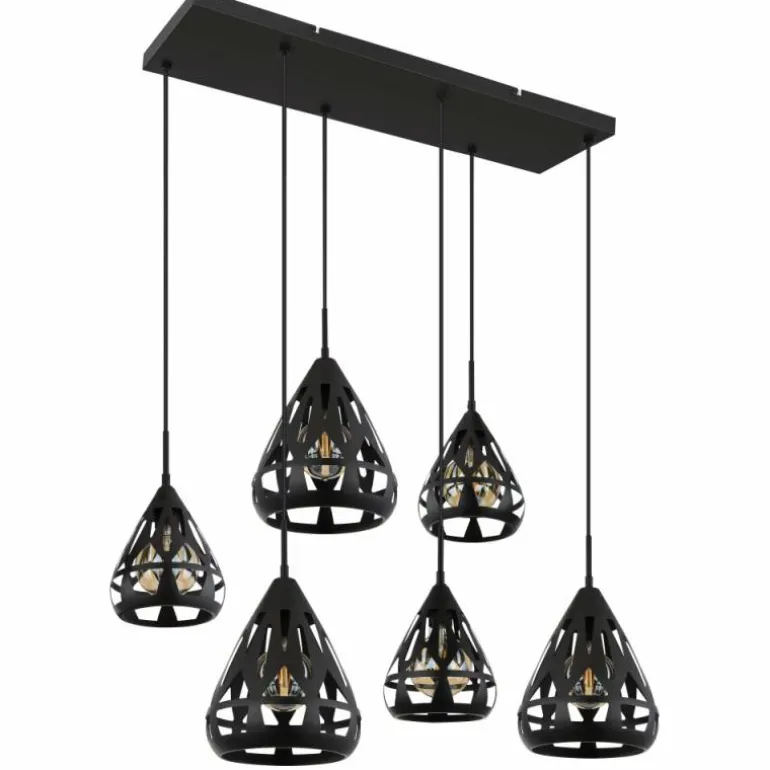 Hassan Suspension Luminaires Globo Lighting Noir, 6 lumières