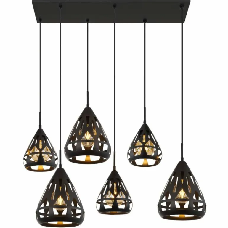 Hassan Suspension Luminaires Globo Lighting Noir, 6 lumières