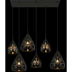 Hassan Suspension Luminaires Globo Lighting Noir, 6 lumières