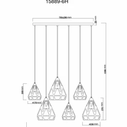 Hassan Suspension Luminaires Globo Lighting Noir, 6 lumières