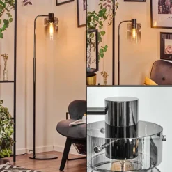 Hasvik Lampadaire Chrome, Noir, 1 lumière