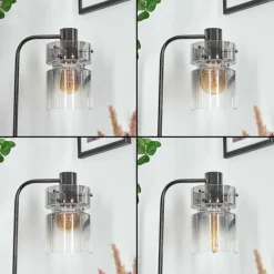 Hasvik Lampadaire Chrome, Noir, 1 lumière