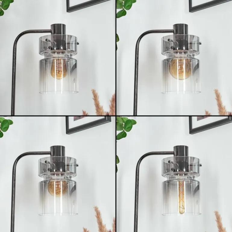 Hasvik Lampadaire Chrome, Noir, 1 lumière