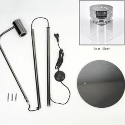 Hasvik Lampadaire Chrome, Noir, 1 lumière