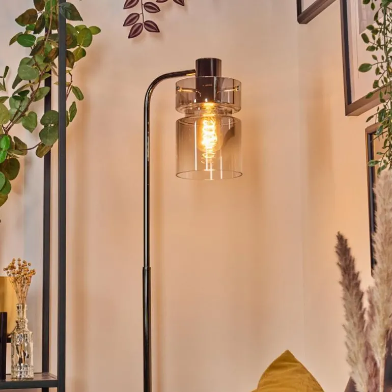 Hasvik Lampadaire Chrome, Noir, 1 lumière