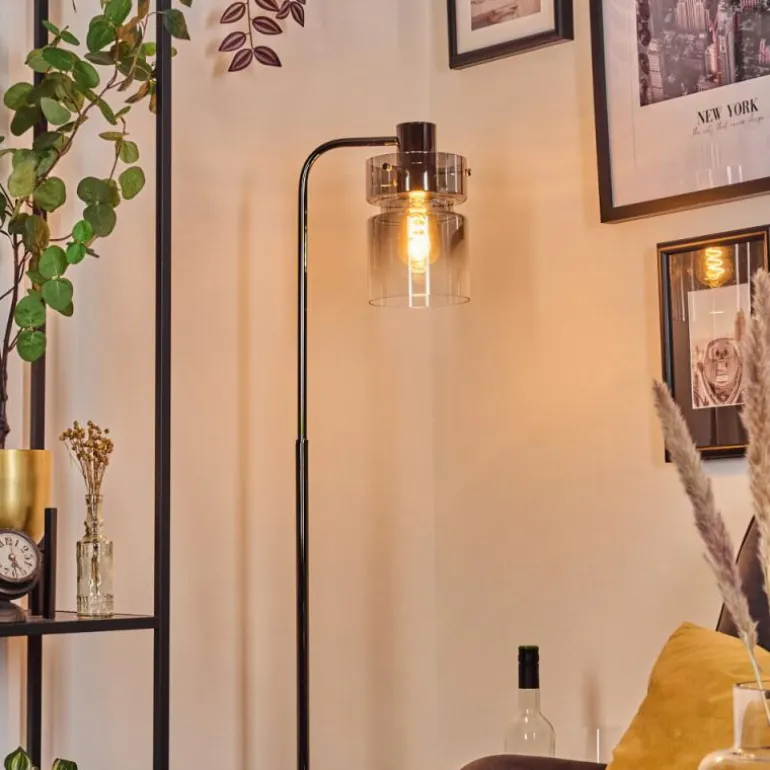 Hasvik Lampadaire Chrome, Noir, 1 lumière