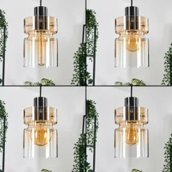 Hasvik Suspension, Suspension Ambre, Chrome, Clair, Fumé, 4 lumières