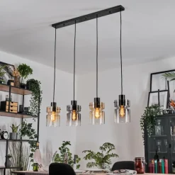 Hasvik Suspension, Suspension Ambre, Chrome, Clair, Fumé, 4 lumières