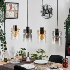 Hasvik Suspension, Suspension Ambre, Chrome, Clair, Fumé, 4 lumières