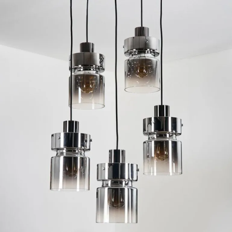 Hasvik Suspension, Suspension Chrome, Noir, 5 lumières