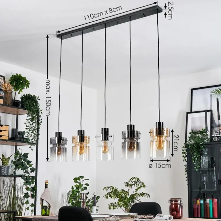 Hasvik Suspension, Suspension Noir, 5 lumières