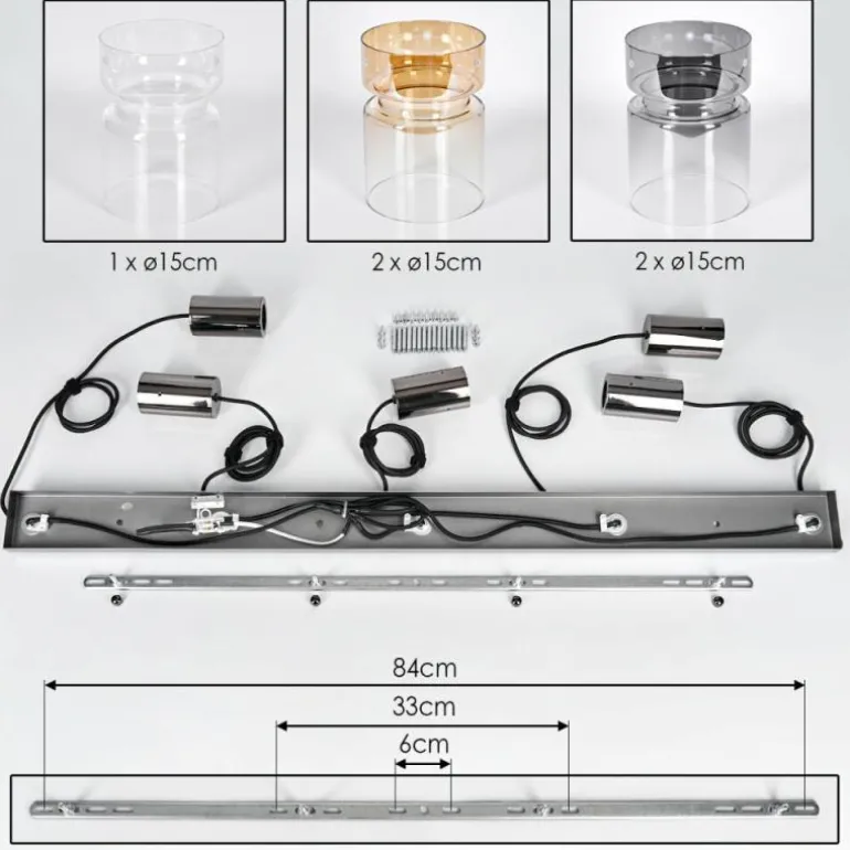 Hasvik Suspension, Suspension Noir, 5 lumières