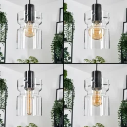 Hasvik Suspension, Suspension Chrome, Noir, 3 lumières