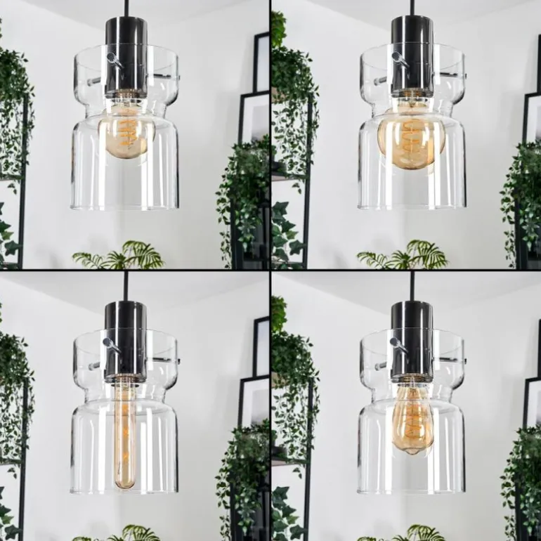 Hasvik Suspension, Suspension Chrome, Noir, 3 lumières