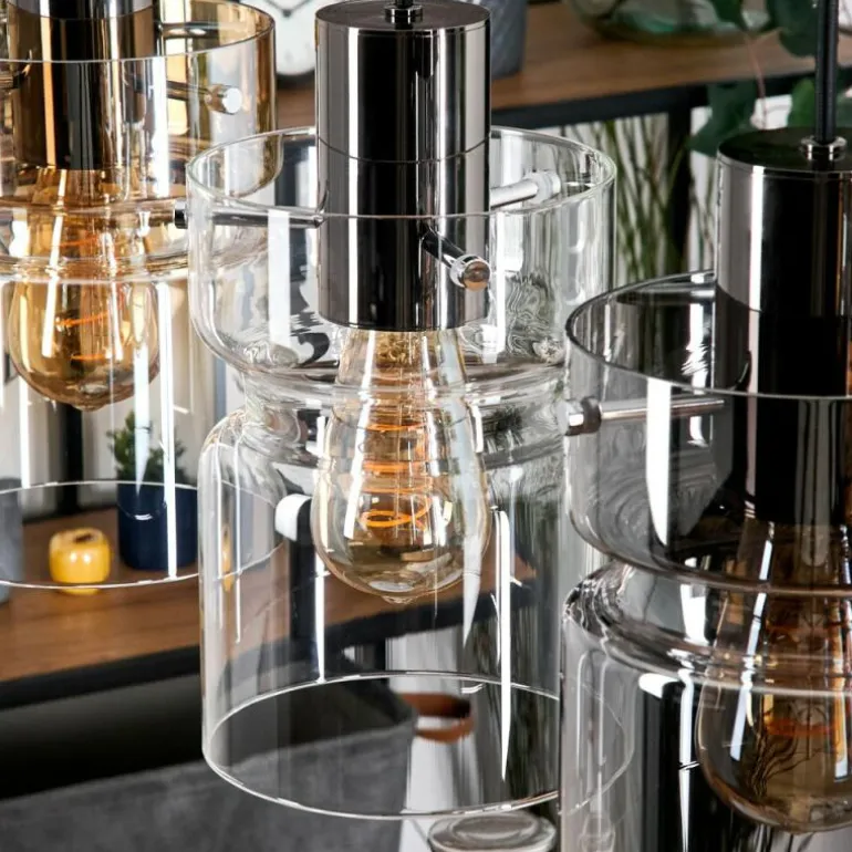 Hasvik Suspension, Suspension Chrome, Noir, 3 lumières