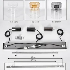 Hasvik Suspension, Suspension Chrome, Noir, 3 lumières