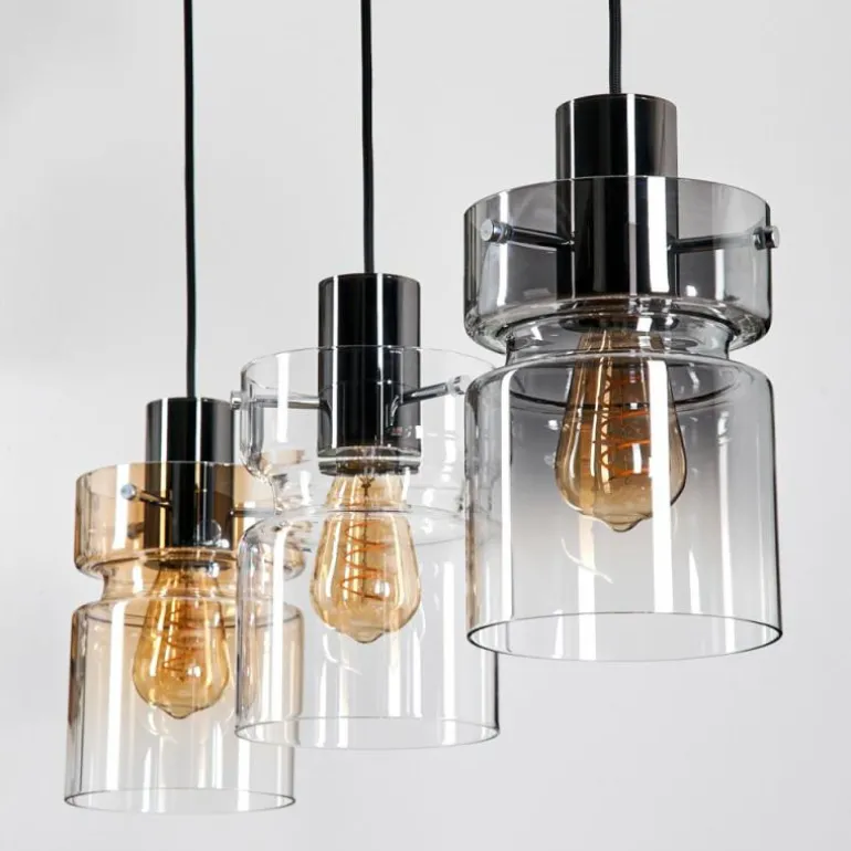 Hasvik Suspension, Suspension Chrome, Noir, 3 lumières