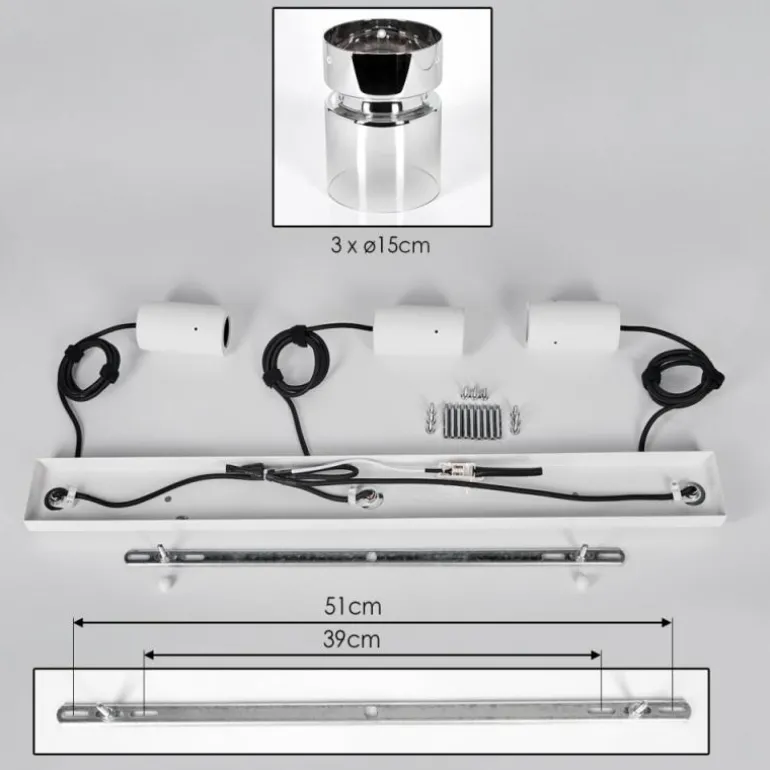 Hasvik Suspension, Suspension Blanc, 3 lumières