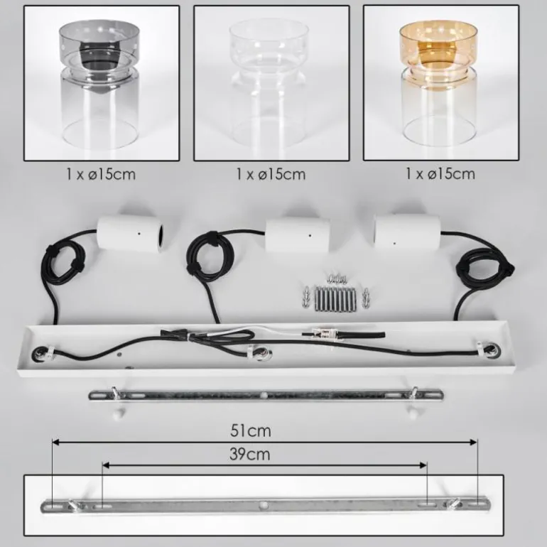 Hasvik Suspension, Suspension Blanc, 3 lumières