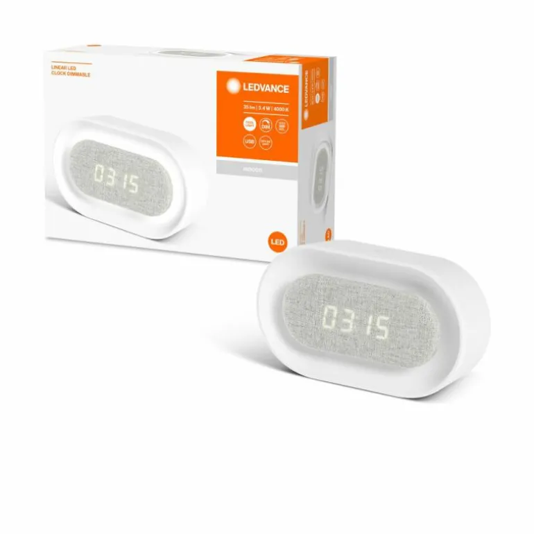 Horloge de table LEDVANCE LINEAR LED CLOCK Blanc, 1 lumière