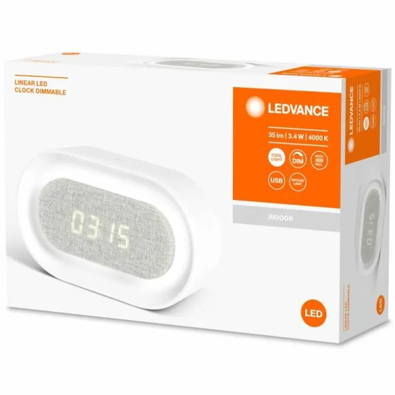 Horloge de table LEDVANCE LINEAR LED CLOCK Blanc, 1 lumière