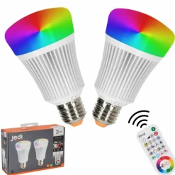 iDual E27 LED RGB 11 watt 2200-6500 Kelvin 806 lumen Lot de 2 avec télécommande