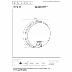 IR Lampe murale d´extérieur Luminaires Lucide LED Noir, 1 lumière, Détecteur de mouvement