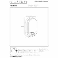 IR Lampe murale d´extérieur Luminaires Lucide LED Blanc, 1 lumière, Détecteur de mouvement
