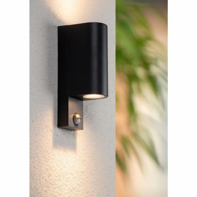 IR Lampe murale d´extérieur Luminaires Lucide Noir, 2 lumières, Détecteur de mouvement