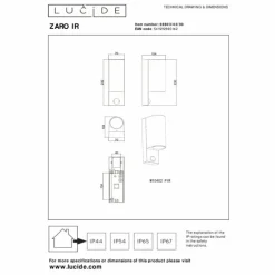 IR Lampe murale d´extérieur Luminaires Lucide Noir, 2 lumières, Détecteur de mouvement