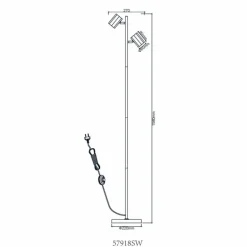 James Lampadaire Luminaires Globo Lighting Blanc, 2 lumières