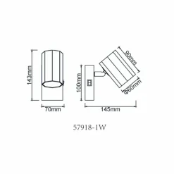 James Plafonnier, Spot de plafond, Applique murale, Spot mural Luminaires Globo Lighting Blanc, 1 lumière