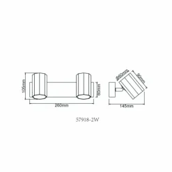 James Plafonnier, Spot de plafond, Applique murale, Spot mural Luminaires Globo Lighting Blanc, 2 lumières